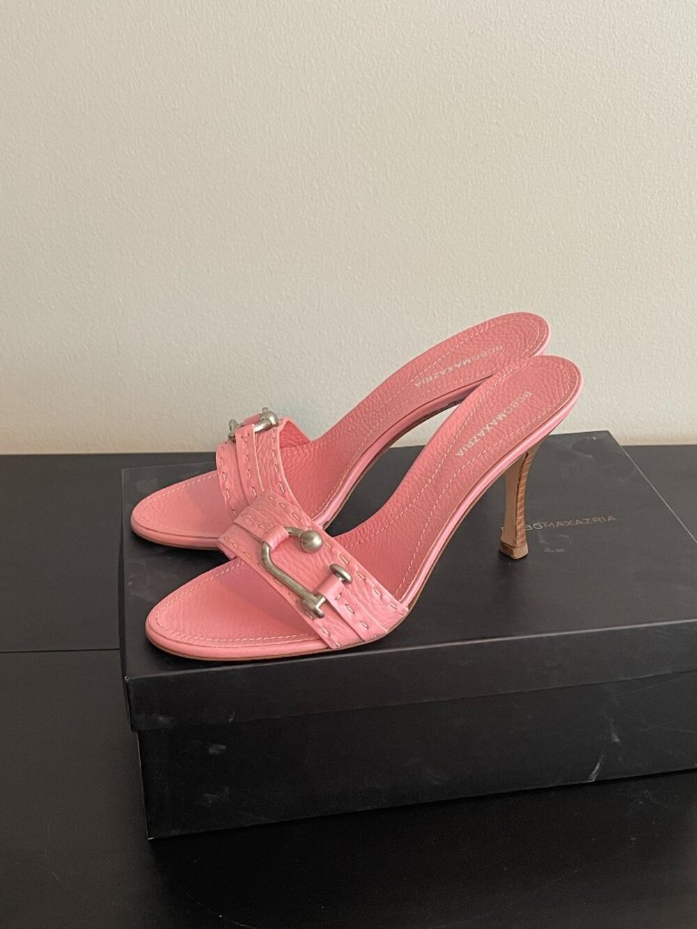 BCBGMaxAzria Coral Croc-Embossed Slide Heel with Metal Bit Sz 7.5